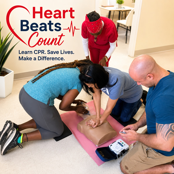 Faithful Servants offers AHA CPR classes that help individuals, teams, and communities build confidence, learn lifesaving skills, and respond in emergencies.
